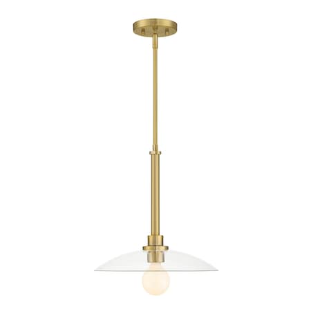 Designers Fountain Litto 60 Watt 1 Light Brushed Gold Pendant with Clear Glass Shield D294M-14P-BG